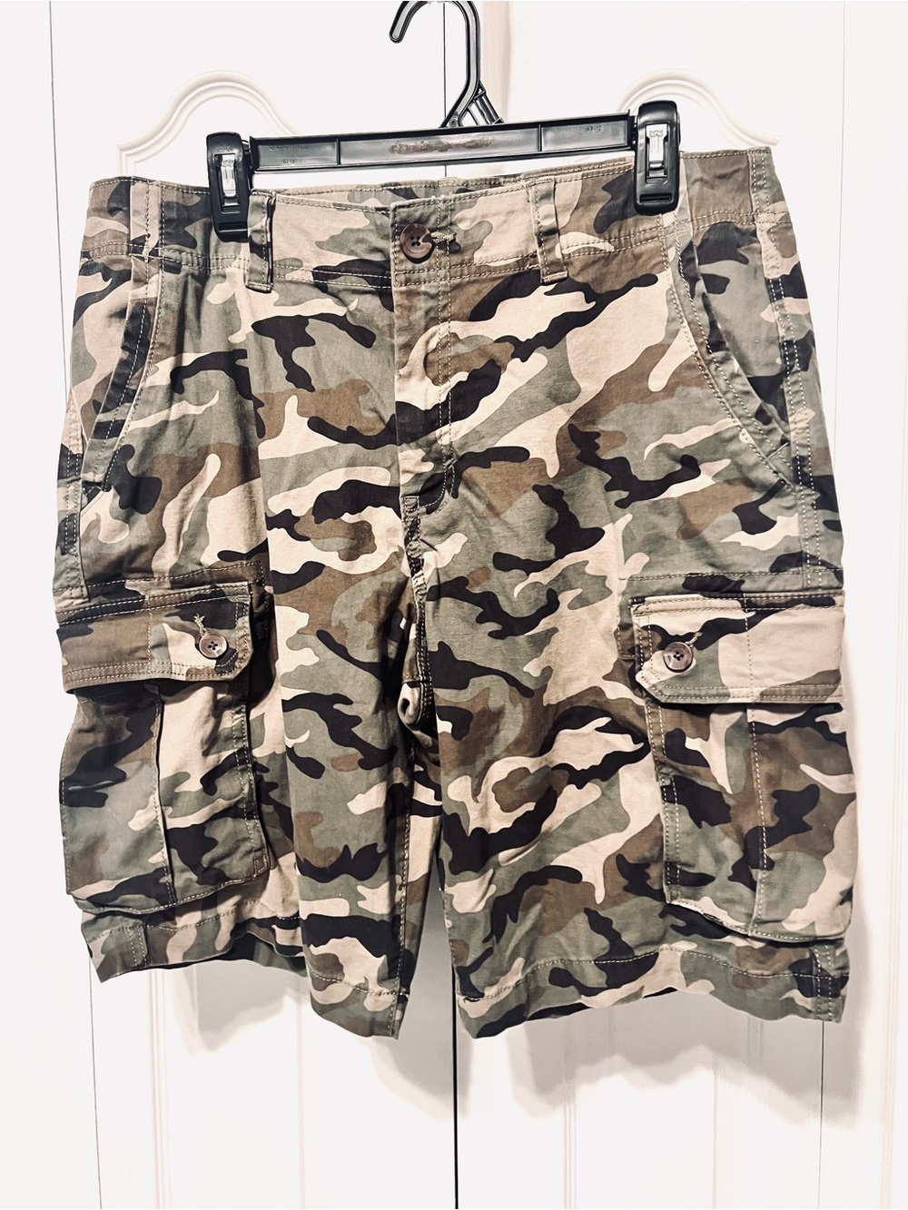 Urban Pipeline Men's Super Flex Sz. 36 Camo Cargo Shorts Green/Brown-Hits/Knee